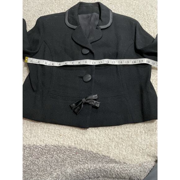 Vintage Monarch New York Women's Size Medium Imperial Twill Cropped Blazer Black - Picture 5 of 8